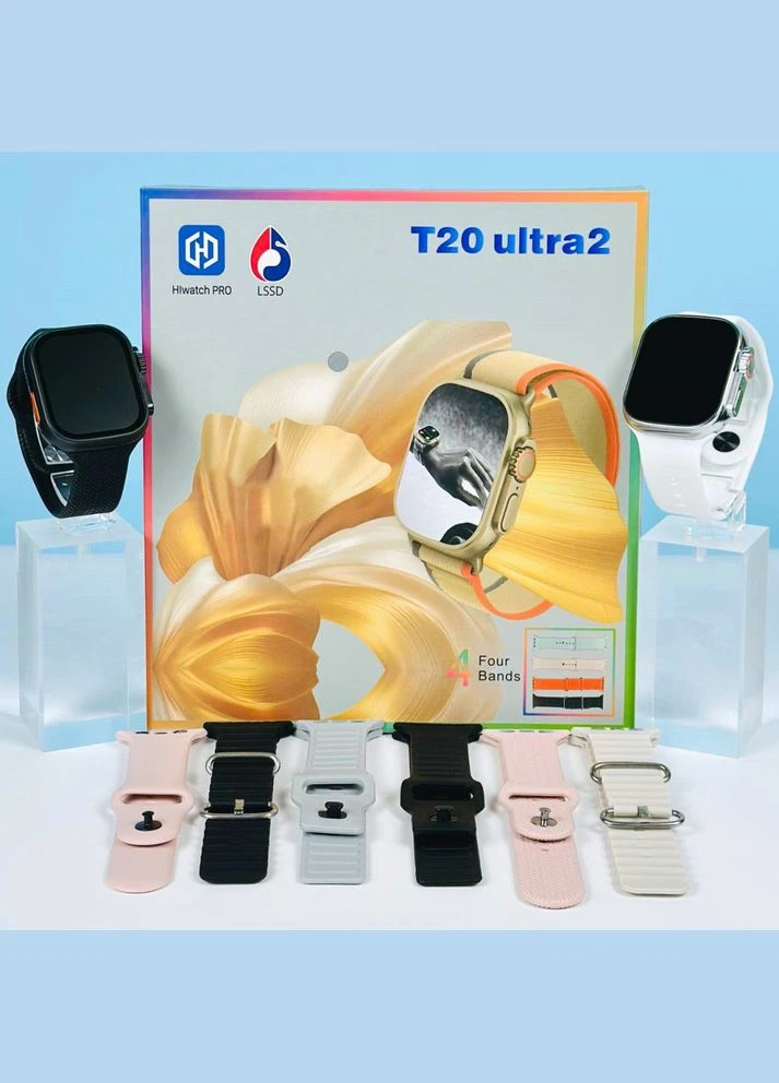 Smart Watch T20 ULTRA 2 + 4 ремінця 49мм, смарт годинник No Brand (346483781)