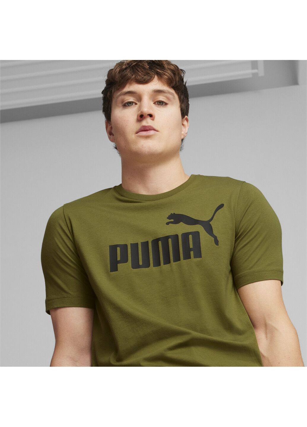 Зеленая футболка essentials logo men's tee Puma