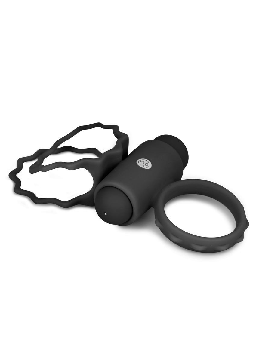 Кільце ерекційне подвійне Duo Cockring з вібро, чорне EasyToys (297399363)