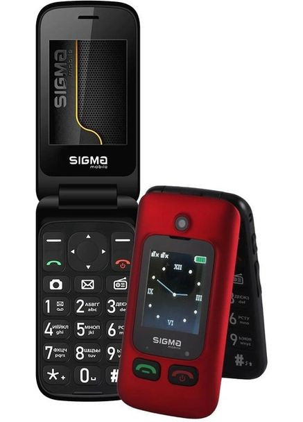 Мобільний телефон mobile Comfort 50 Shell Duo TypeC DS Бабушкофон чорно-червоний Sigma (283375155)