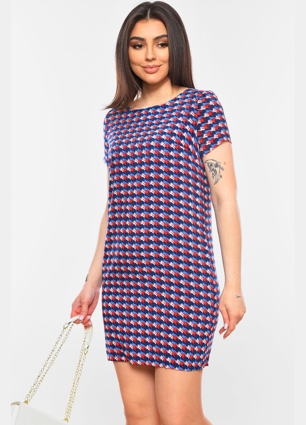 Червона повсякденний сукня жіноча червоного кольору з принтом силуетна Let's Shop однотонна