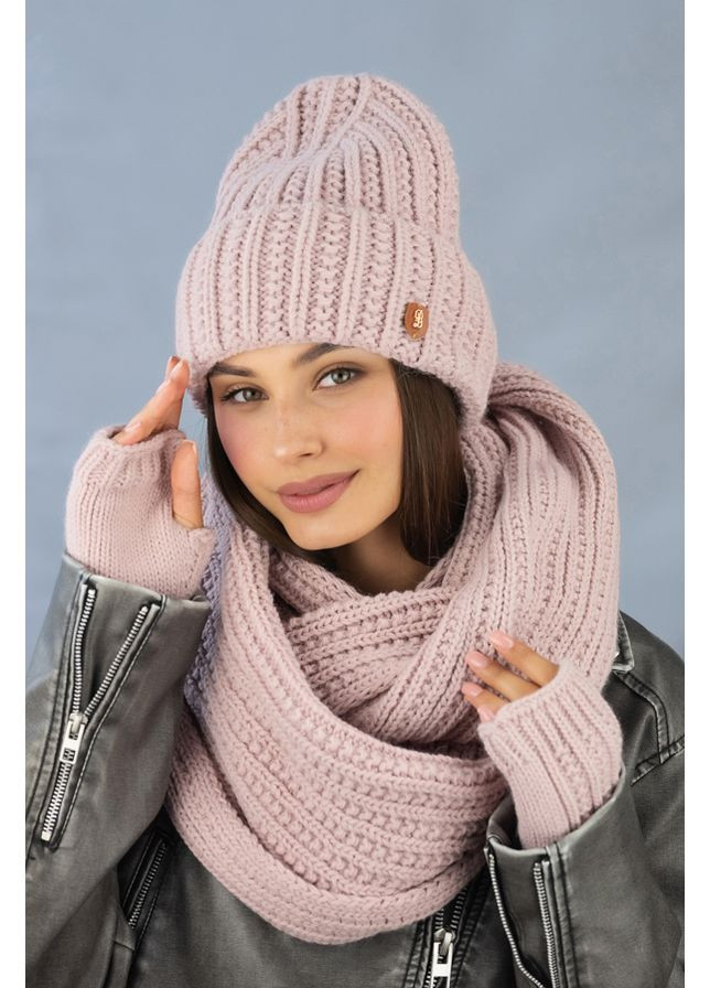 Женский комплект Юна, шапка, шарф-снуд, перчатки-митенки Braxton (360506769)