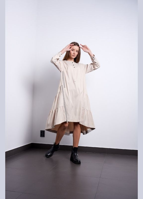 Білий кежуал плаття жіноче асиметричне дизайнерське міді біле "галіна" mkpr140623-1 Modna KAZKA