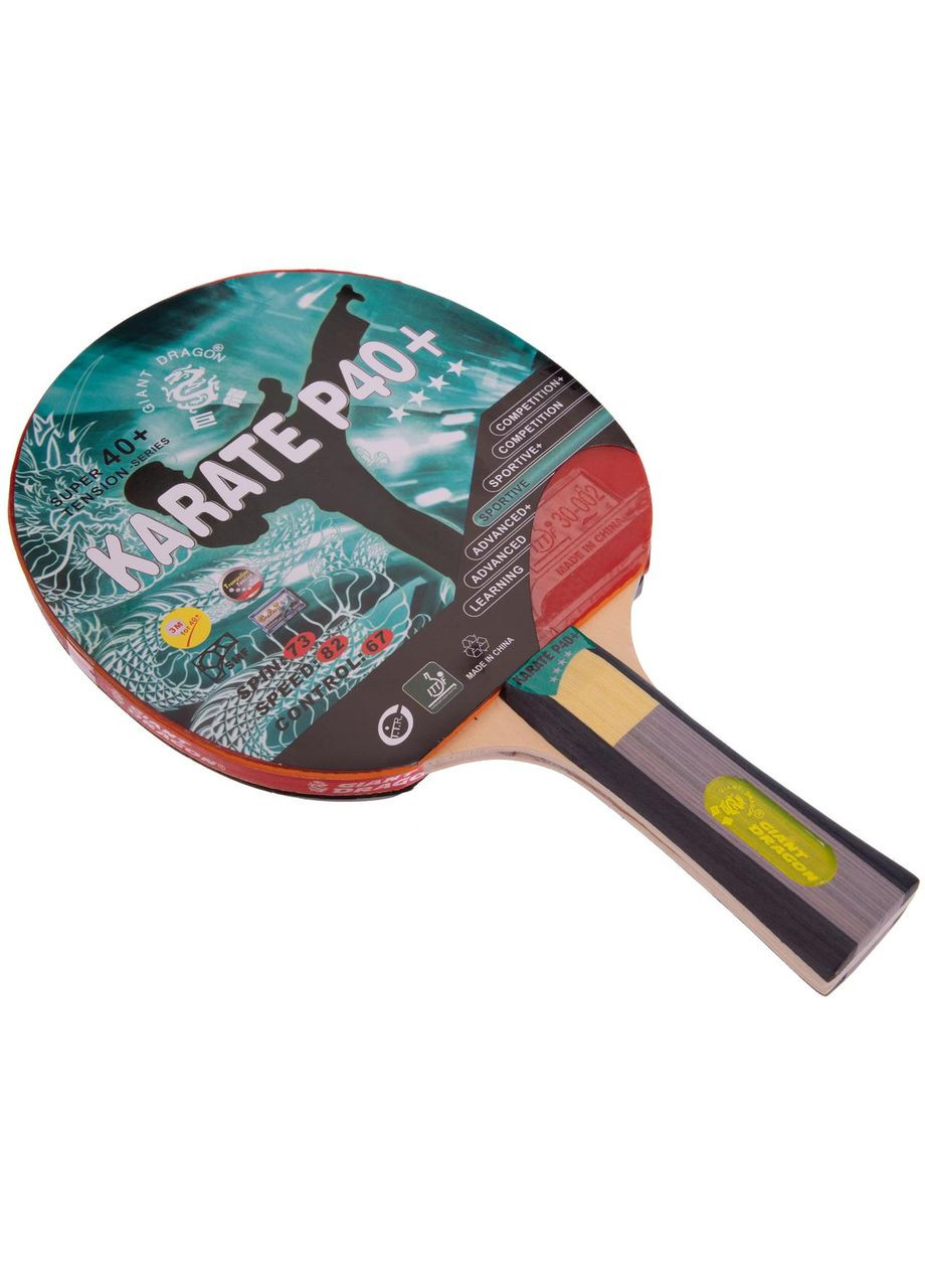 Ракетка для настільного тенісу пінг-понгу KARATE P40+ 4star MT-5691 (деревина, гума) ST12402P Giant (361436353)