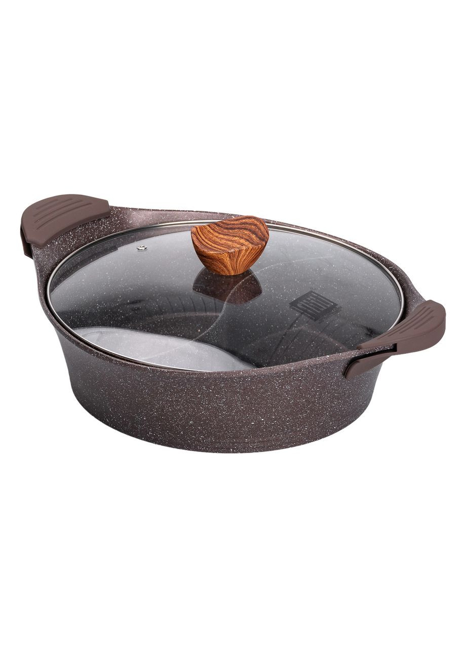 Алюминиевая кастрюля Ø 30 см, мраморное антипригарное покрытие, Кофейный MGC (360456905)