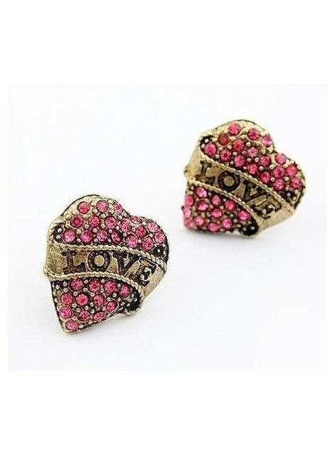 Стильные серьги сердце love в стразах?343- Fashion Jewelry (336950526)