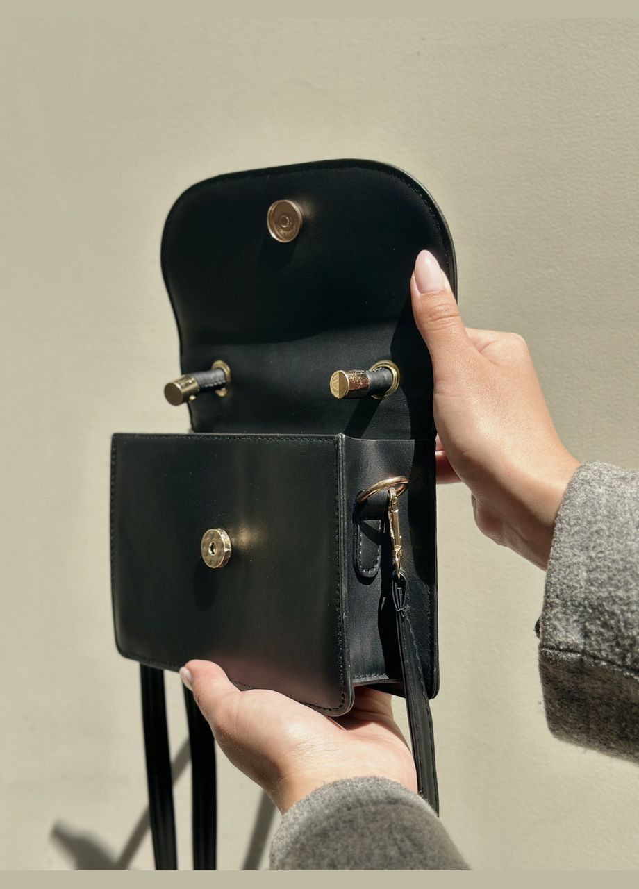 Жіноча сумка крос-боді 6130 на ремінці через плече чорна No Brand (299279354)