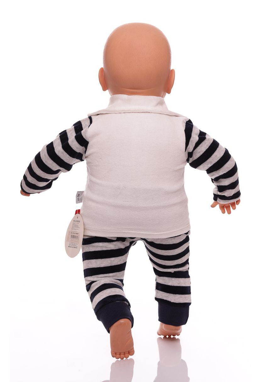 Синий зимний костюм с длинным рукавом для мальчика велюровый в полоску синий 74 см (26649) BABYKROHA