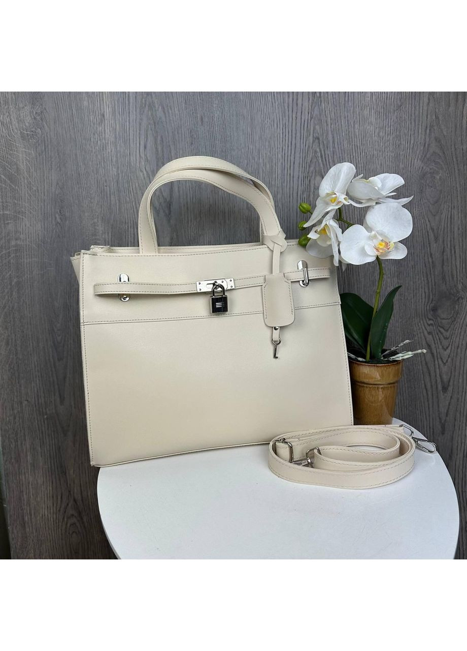 Жіноча сумка з декоративним замком екошкіра біла ProDobro (363135750)