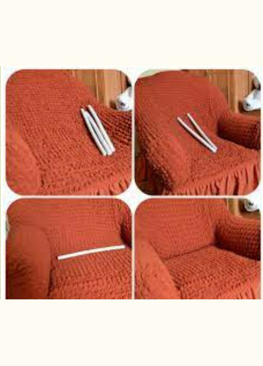 Чохли на диван та крісла натяжні з оборкою універсальні Сірий No Brand (317780249)