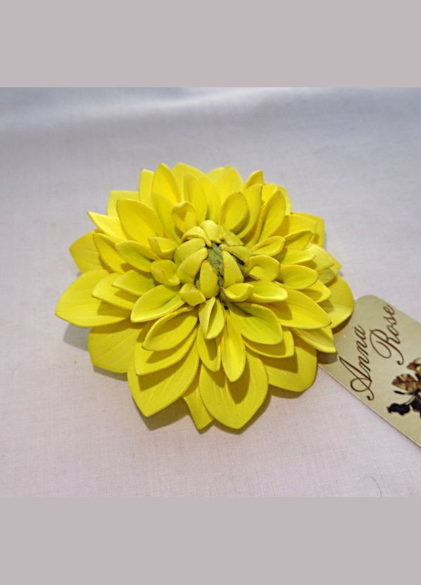 Брошка та шпилька з квіткою з фоамірану ручної роботи "Жовта Жоржина" No Brand (349843322)