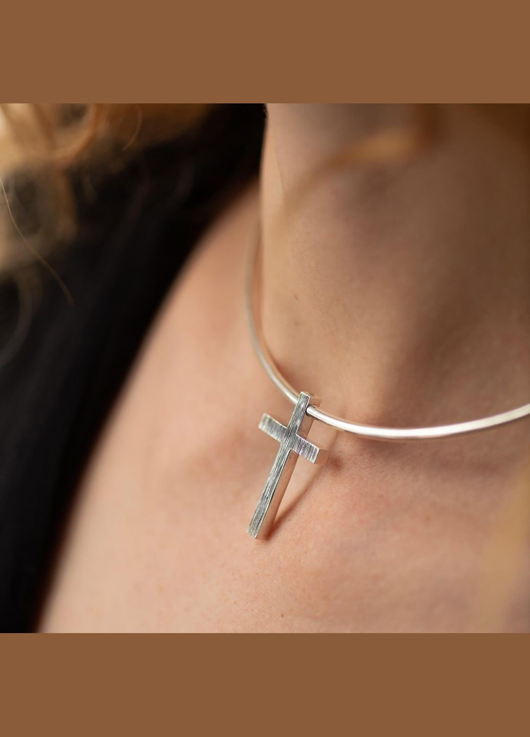 Срібний хрестик із чорнінням (кулон під чокер) 1101P Oniks (264024503)