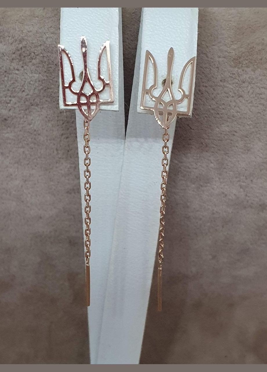 Золоті сережки-протягання Тризуб. 210167_2_Бол FAVORITUM (317285834)