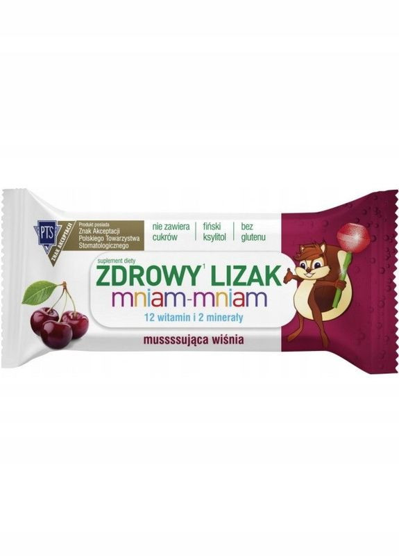Здоровый леденец "Mniam-Mniam" со вкусом вишни без сахара Zdrowy Lizak No Brand (323169055)