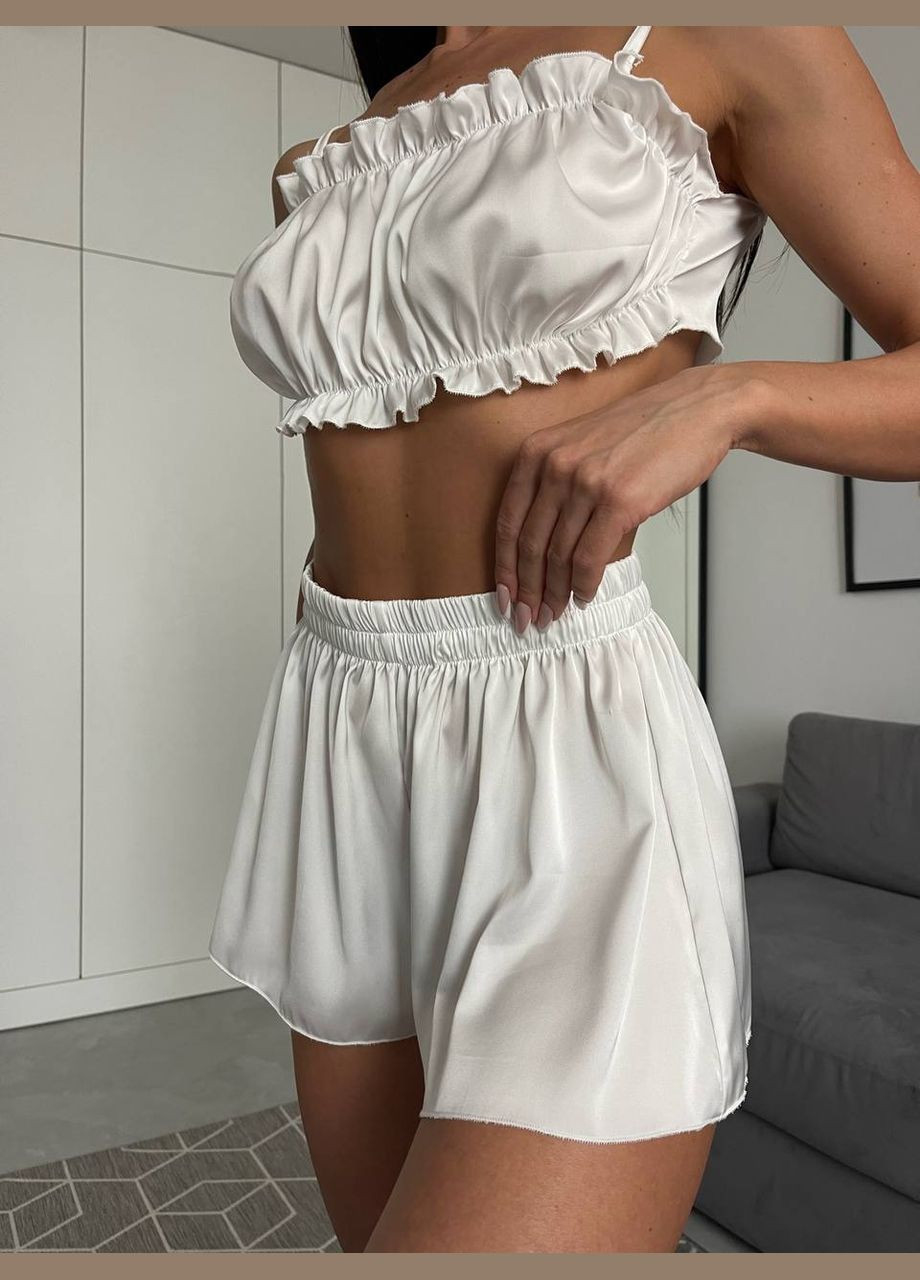 Молочна всесезон жіноча піжама топ+шорти топ + шорти Україна