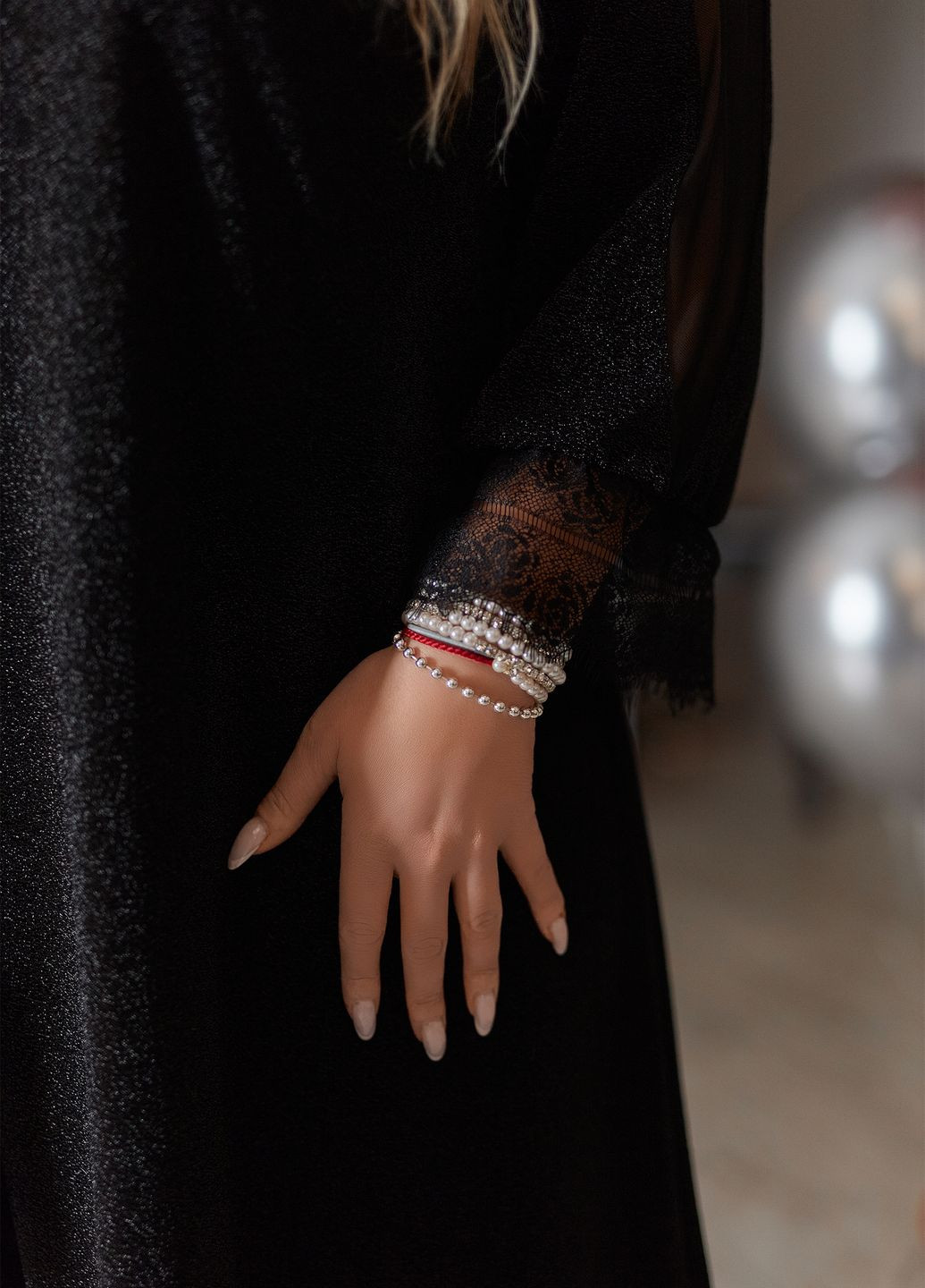 Чорна святковий, коктейльна, вечірня сукня святкова з люрексом та мереживом оверсайз, а-силует No Brand однотонна