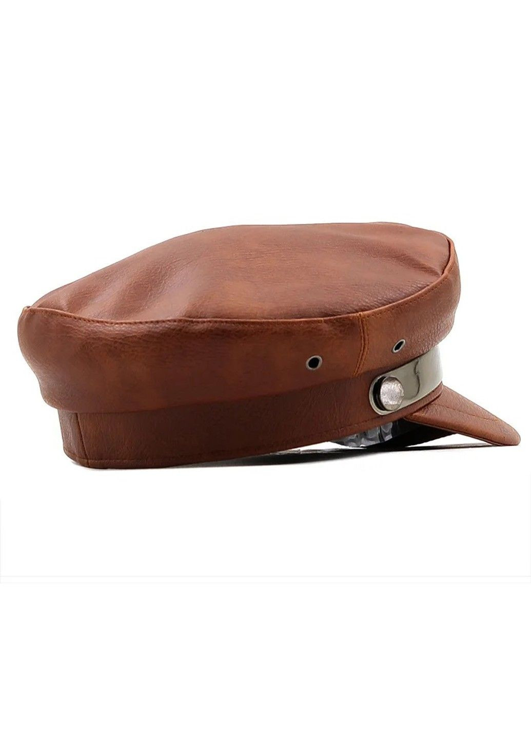 Женская фуражка, кепи Michel с экокожи коричневая No Brand (302672955)