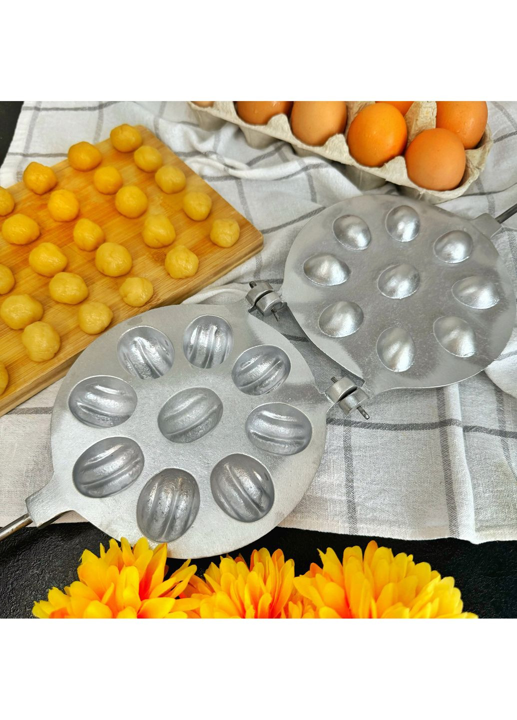 Форма для выпечки крупных орешков с начинкой на плите орешница на 9 половинок крупных орешков Ласунка (301876153)