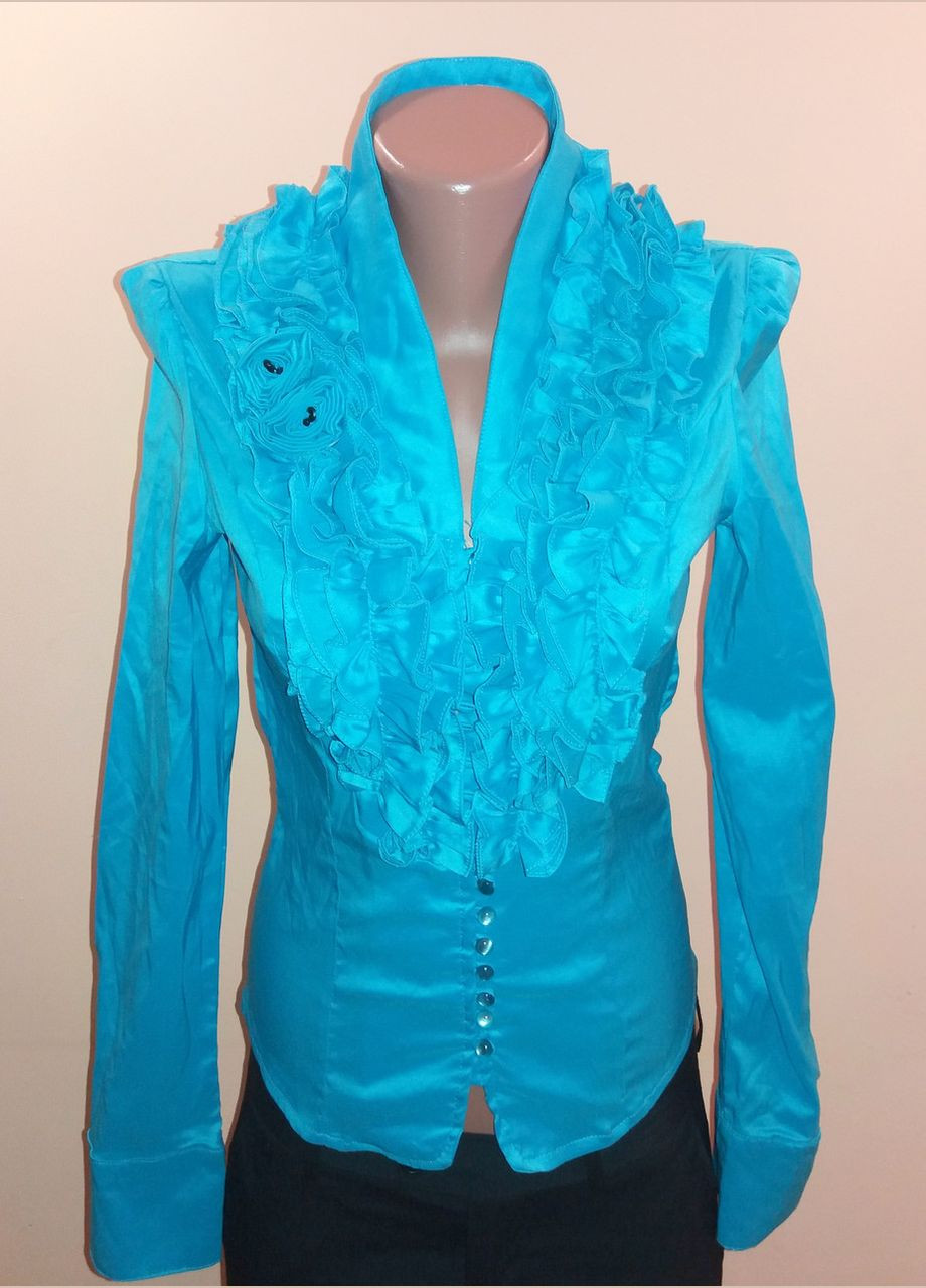 Голубая женская блузка с длинным рукавом р. 42 голубой TATU