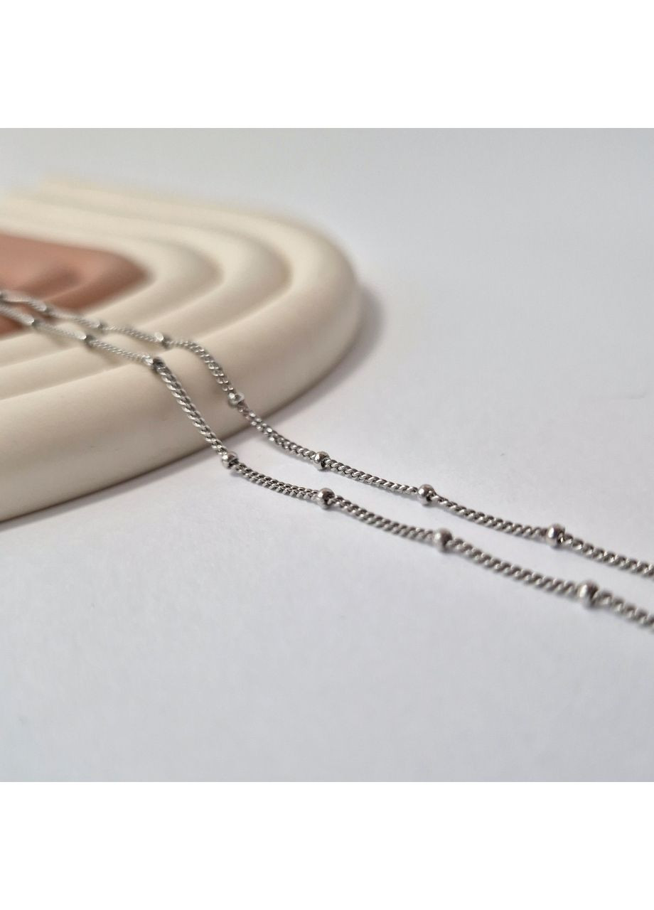 Серебряная Цепочка колье чокер Панцирь с Шариками см серебро 925 пробы родированное 2.10г 225р1/35 Nobrand (369974982)