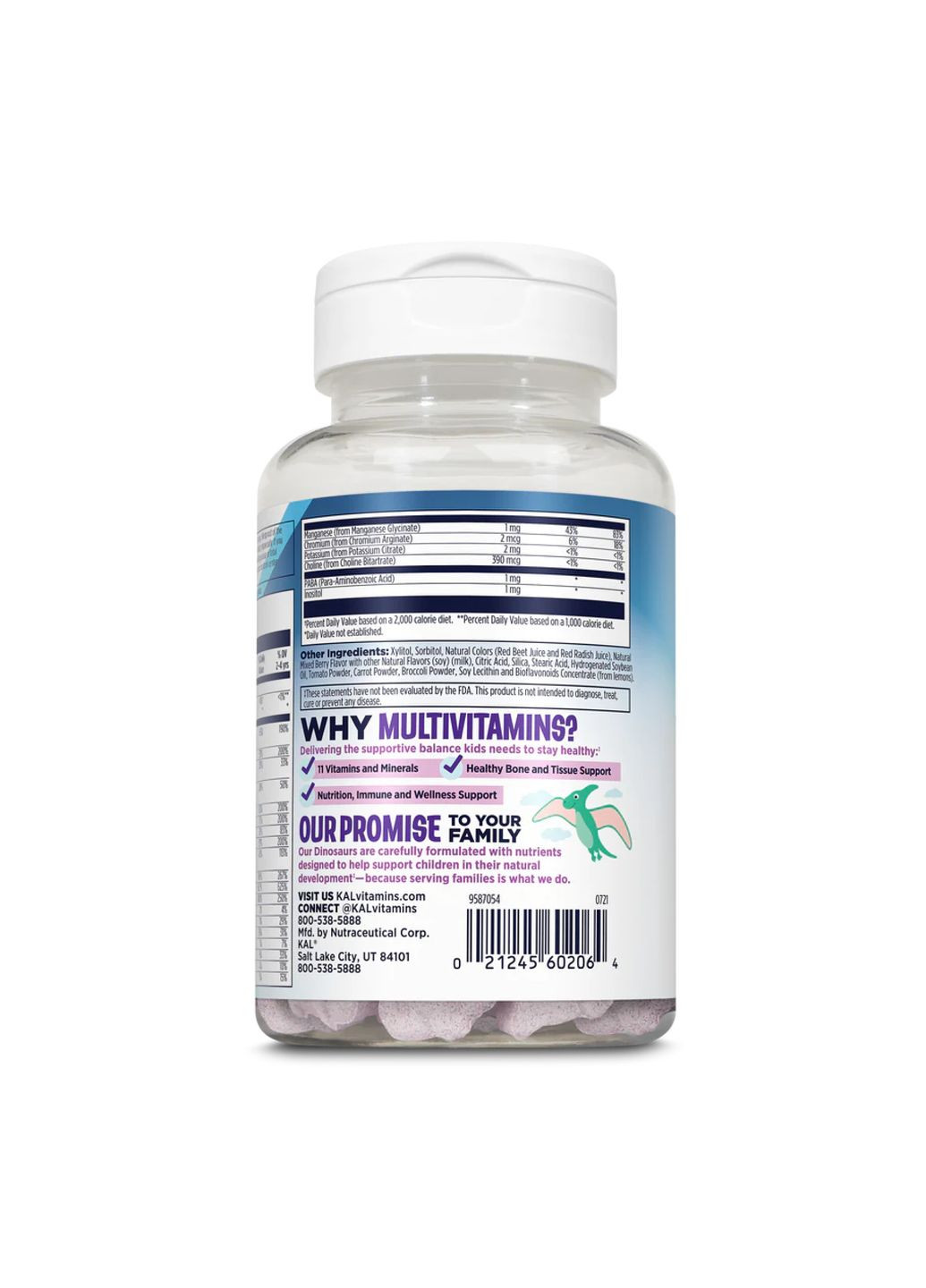 Мультивитамины для детей MultiSaurus 60 жевательных таблеток с ягодным вкусом KAL (367957103)
