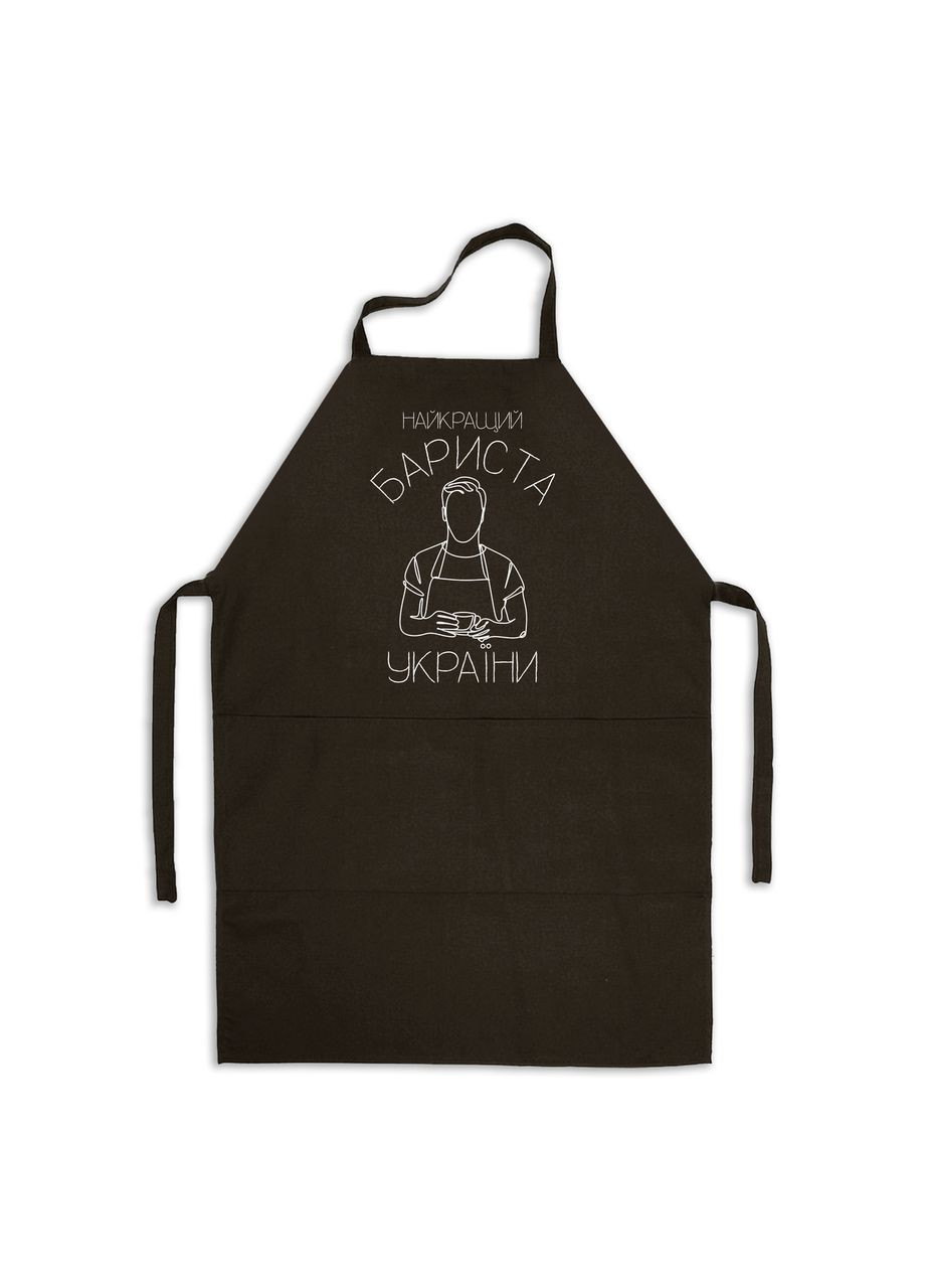 Фартух чорний кухонний з оригінальним принтом у подарунок Баристе "Кращий Баріста України" Кавун (316113181)