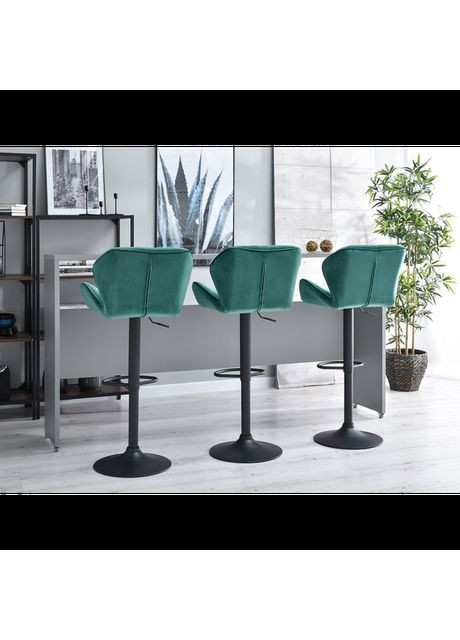 Барний стілець зі спинкою B-087 велюр зелене з чорною основою Bonro (371993864)