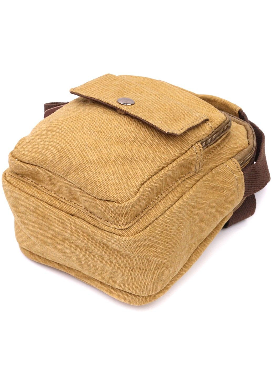 Отличная небольшая мужская сумка из плотного текстиля 22222 Песочный Vintage (292849722)