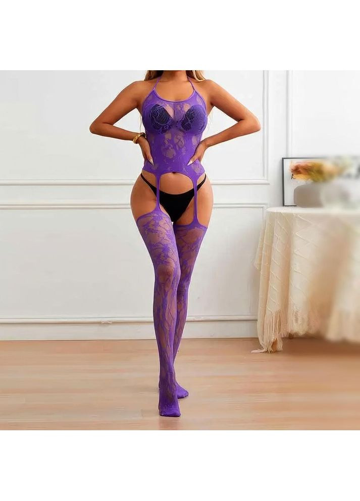 Жіночий бодістокінг з імітацією корсету та квітковим візерунком S M L No Brand (366665083)