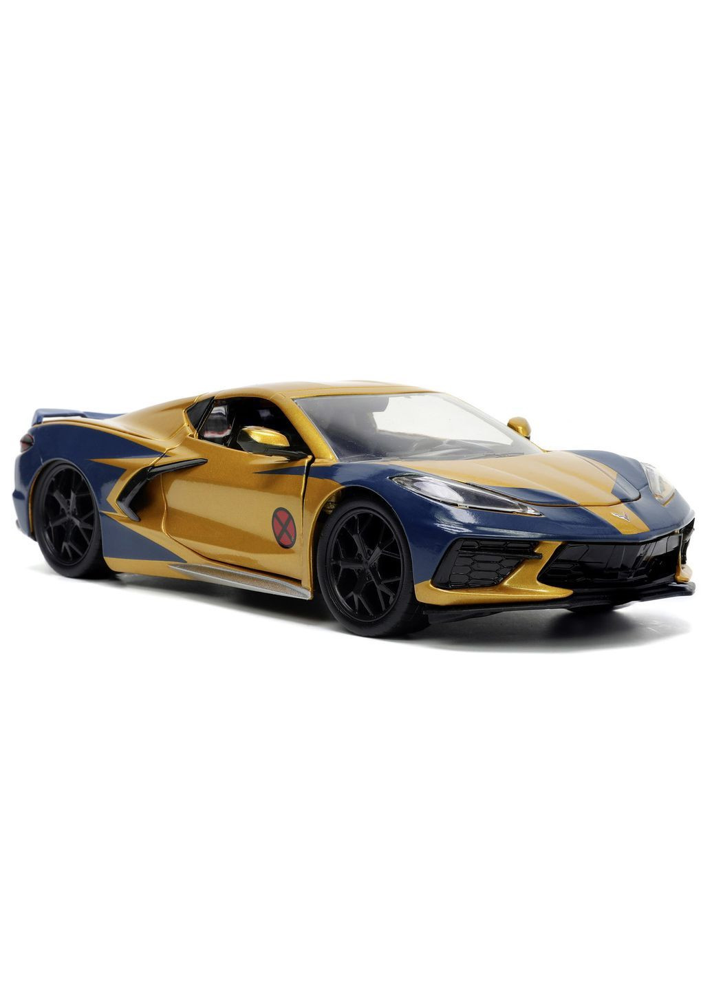 Машина металева Марвел. Люди-Х Шевроле Корвет з фігуркою Росомахи, 1:24, жовтий з синім () Jada 253225025 (362080831)