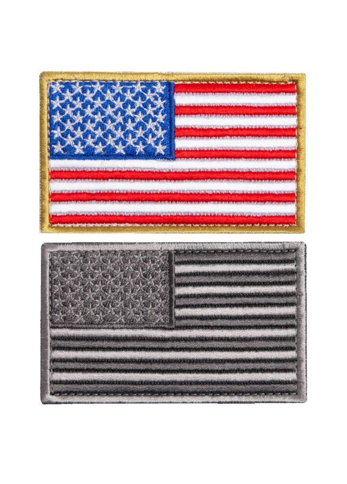 Набір шевронів 2 шт на липучці Прапор США кольоровий та сірий, вишитий патч нашивка 5х8 см IDEIA (275869758)