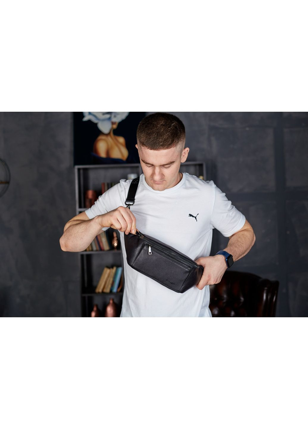 Сумка-бананка для телефону 11х25х8, стильний слінг із натуральної гладкої шкіри TD-31848 Tiding Bag (341309328)