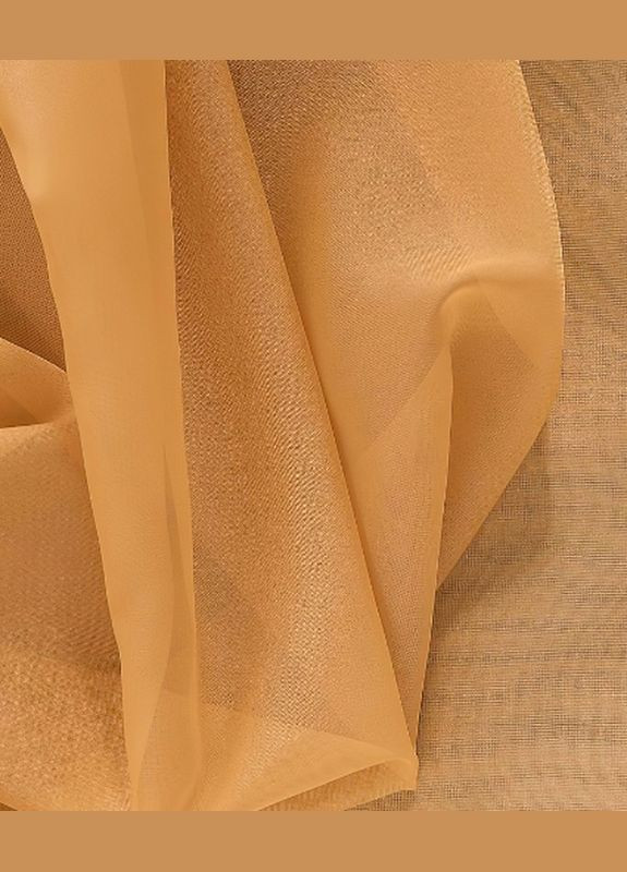 Тюль яркий готовый сшит на окно, гардина на тесьме с подвесами, три цвета Бежевый, желтый, коричневый Hanna (317171299)