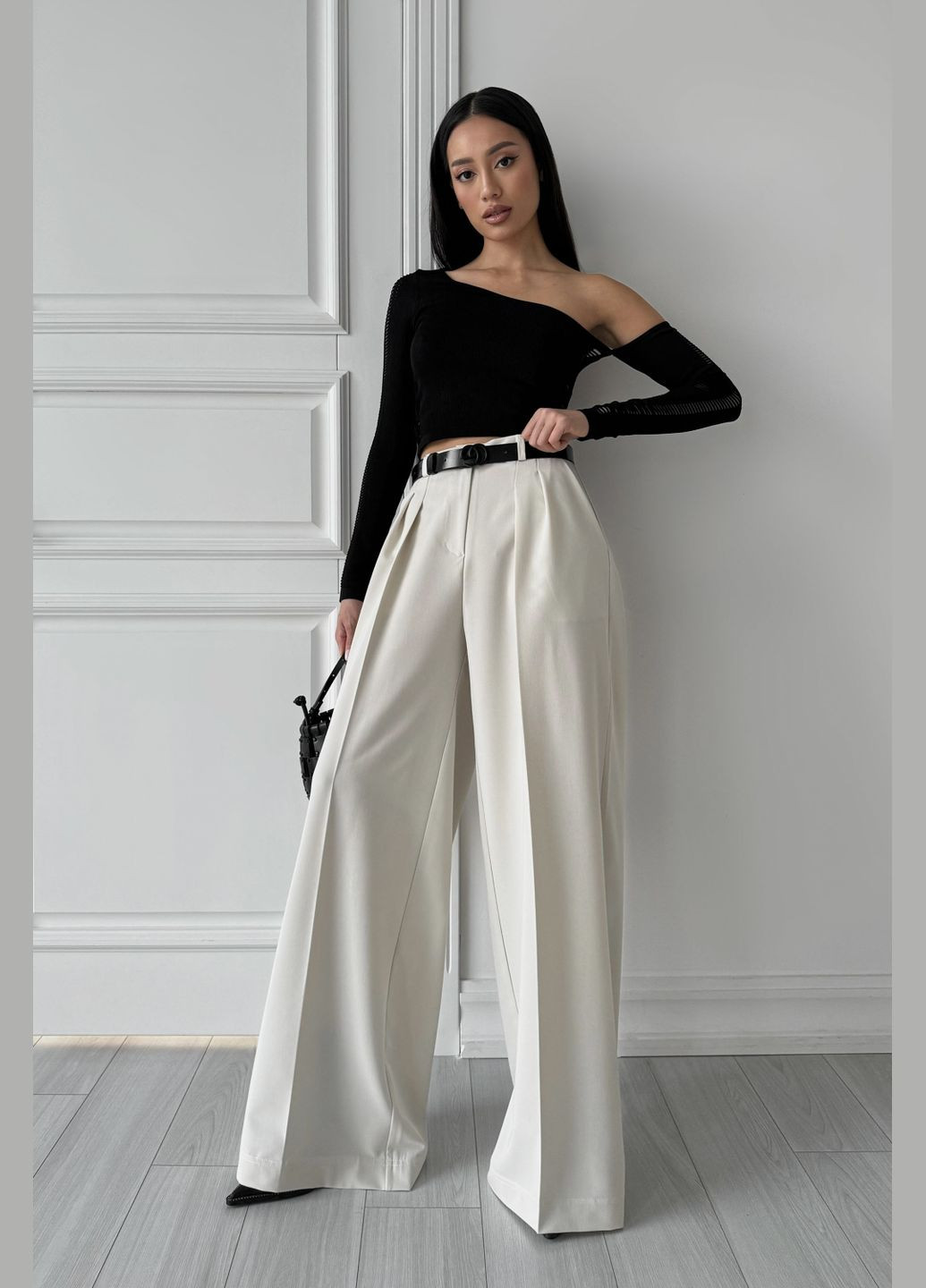 Белые классические, повседневный, кэжуал демисезонные палаццо брюки Jadone Fashion