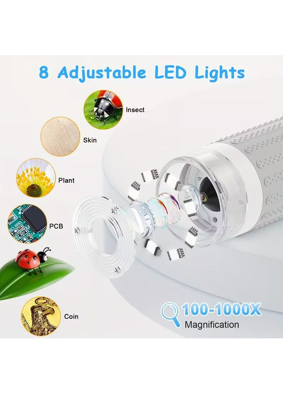 Детский цифровой микроскоп SKYBASIC с IPS экраном 1000x портативный мини-микроскоп камера No Brand (367837657)