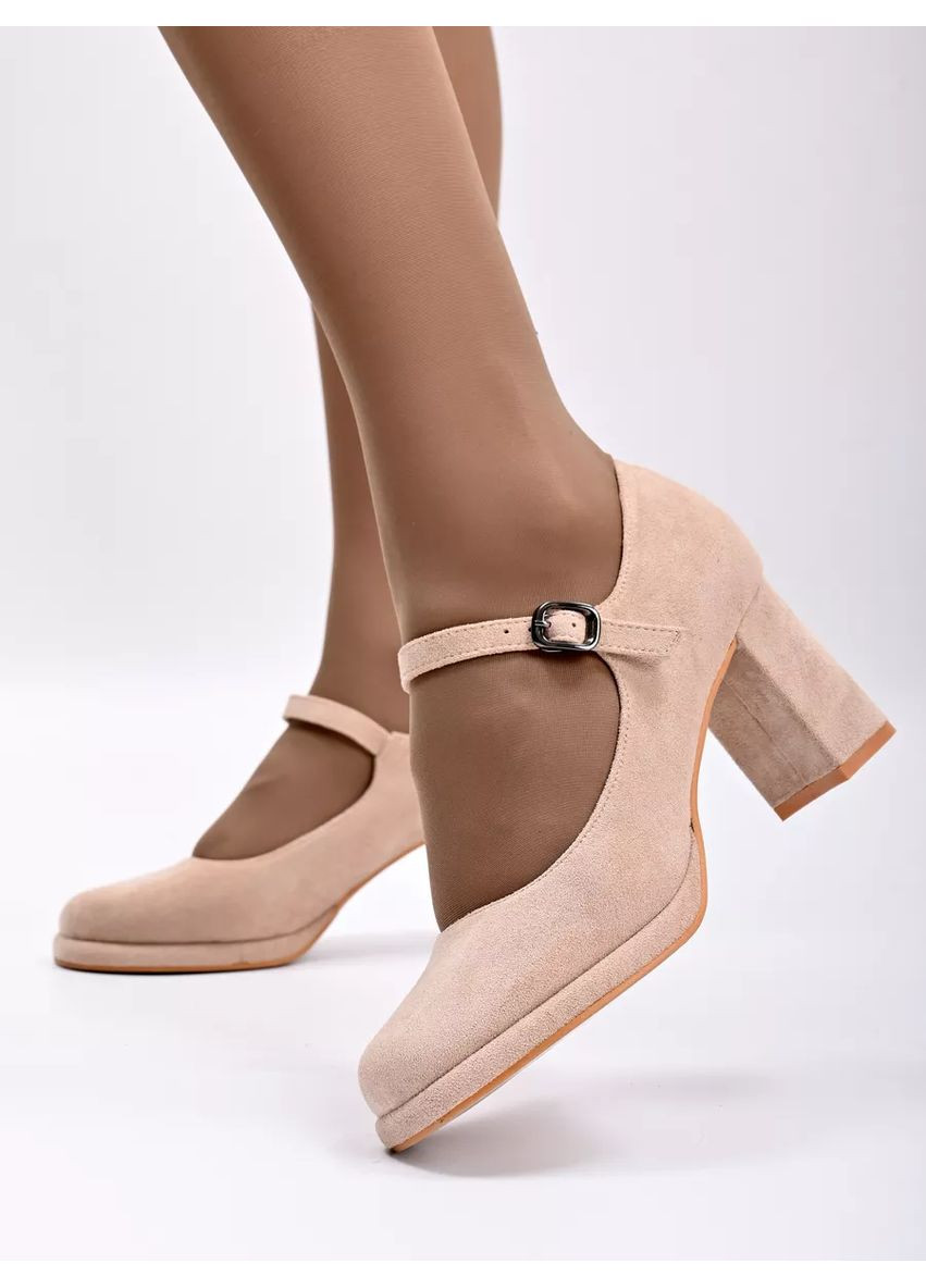 Башили Туфлі жіночі мері джейн бежевий з штучна замша, — всесезон (349461453)