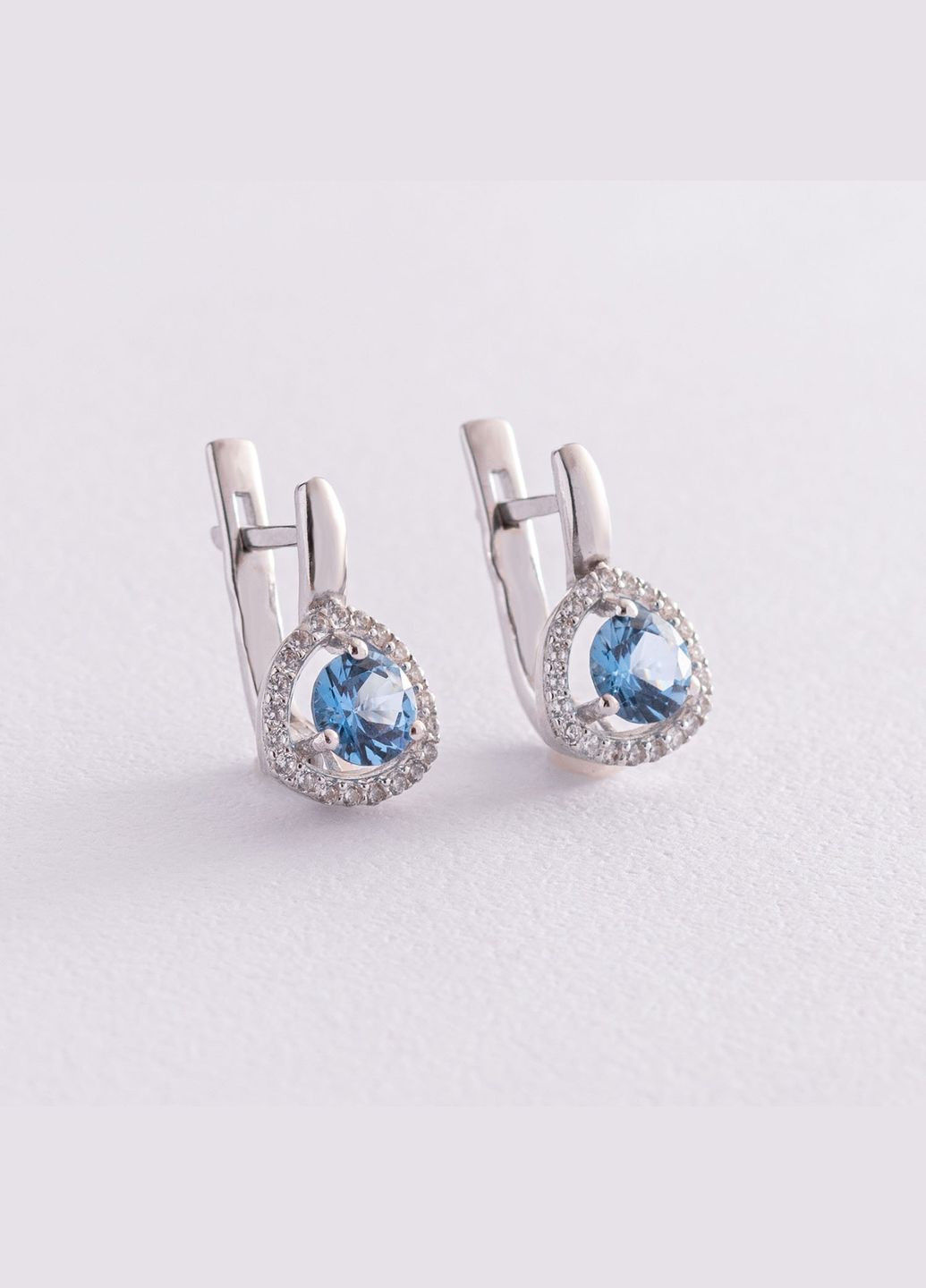 Серебряные серьги (фианиты, кварц) 2110/1р-QLB Oniks (373664584)