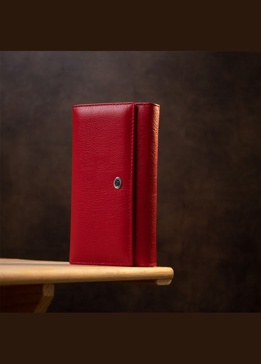 Женский кошелек средний на магните из натуральной кожи с отделениями красный (sku_19391) No Brand (328218656)