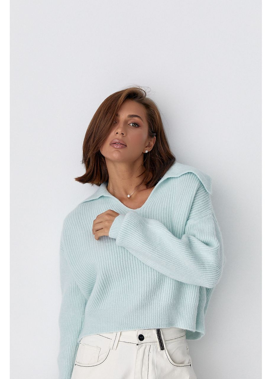 Блакитний демісезонний джемпер у рубчик No Brand