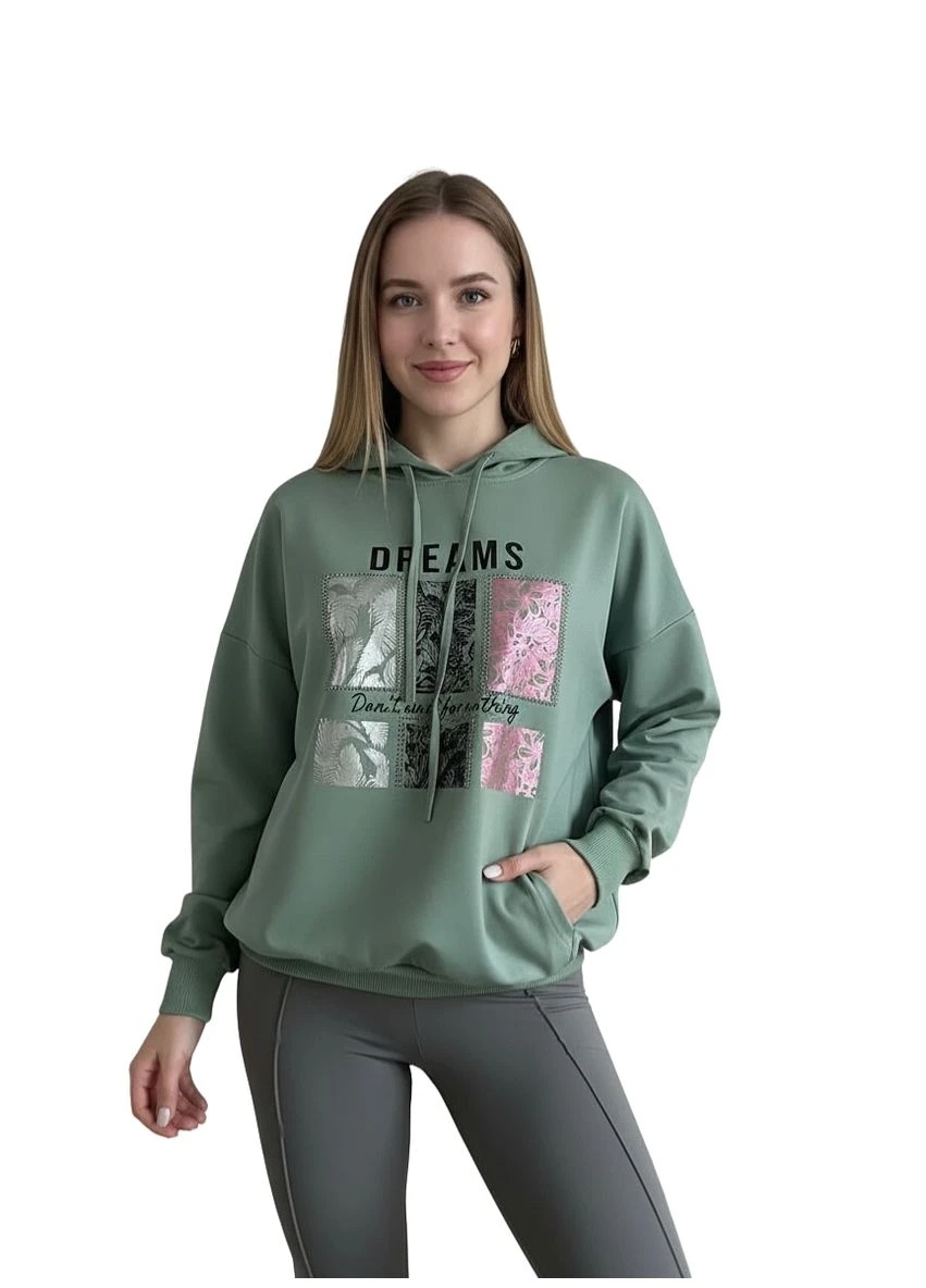 Жіноче худі оверсайз Сірий 52-54 (6415) Pink Daisy (394026668)