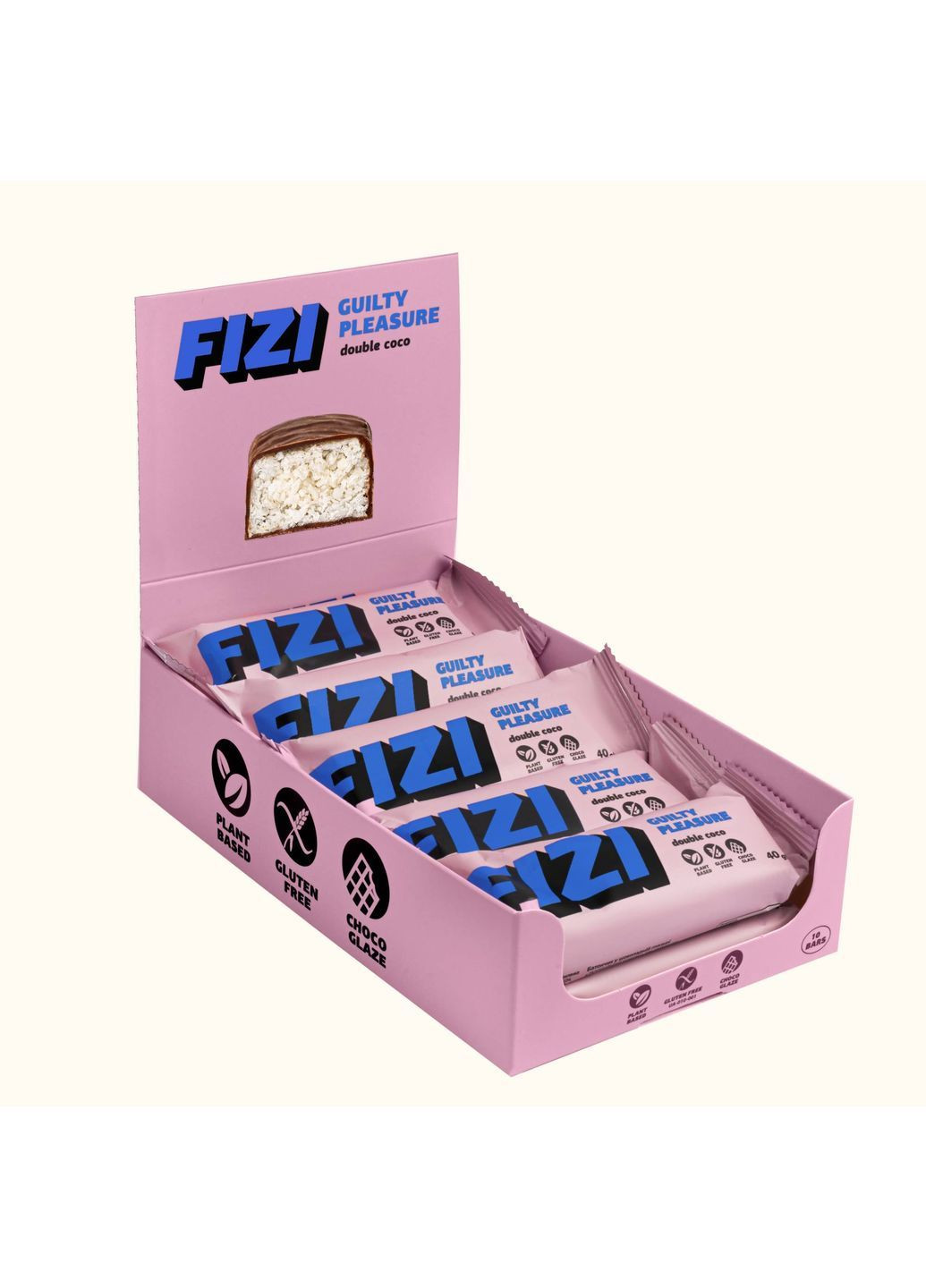 Шоколадный батончик без глютена FIZI Double coco 40 г х 10 шт Веган (4820262540092) No Brand (387623286)