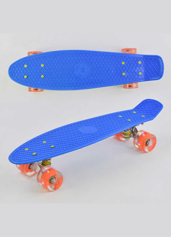 Скейт Пенни борд 0880, СИНИЙ, СВЕТ, доска=55см, колёса PU d=6см Best Board (292709319)
