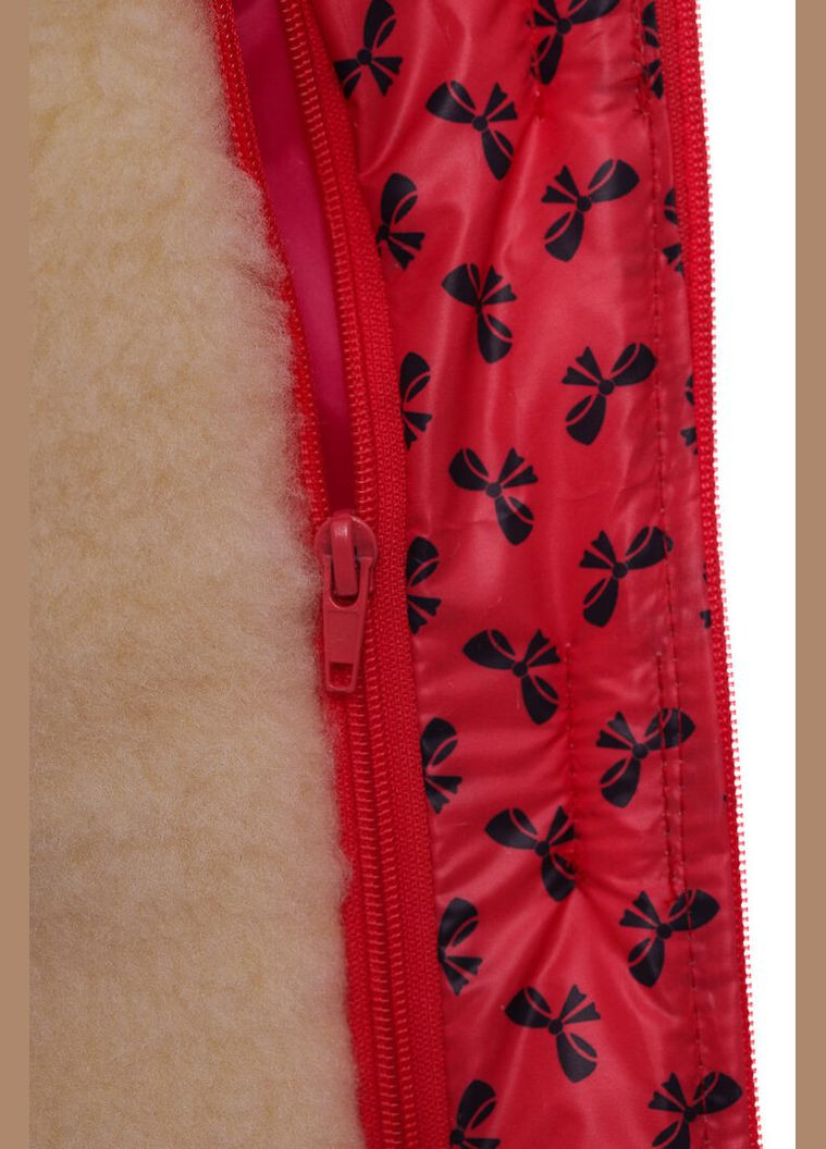 Червоний зимній комбінезон на синтепоні для дівчинки з принтом бантиків нуль підстібка білий з чорним хутро червоне 86 см (51444) BABYKROHA