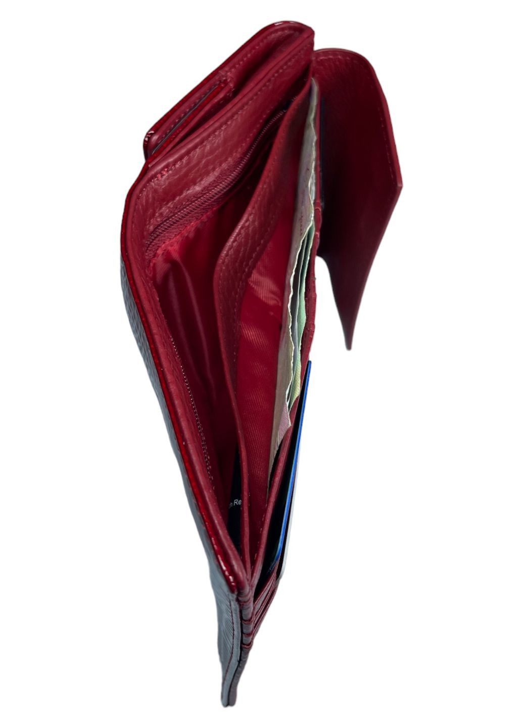 Гаманець жіночий, натуральна лакована шкіра, 2 відділення для купюр, 9 відділень для карток, розмір 11*12*2 см, червоний Cardinal (269459567)