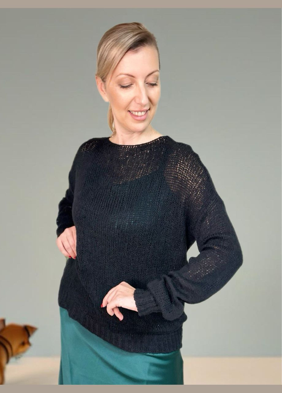 Чорний демісезонний светр пуловер No Brand паутинка