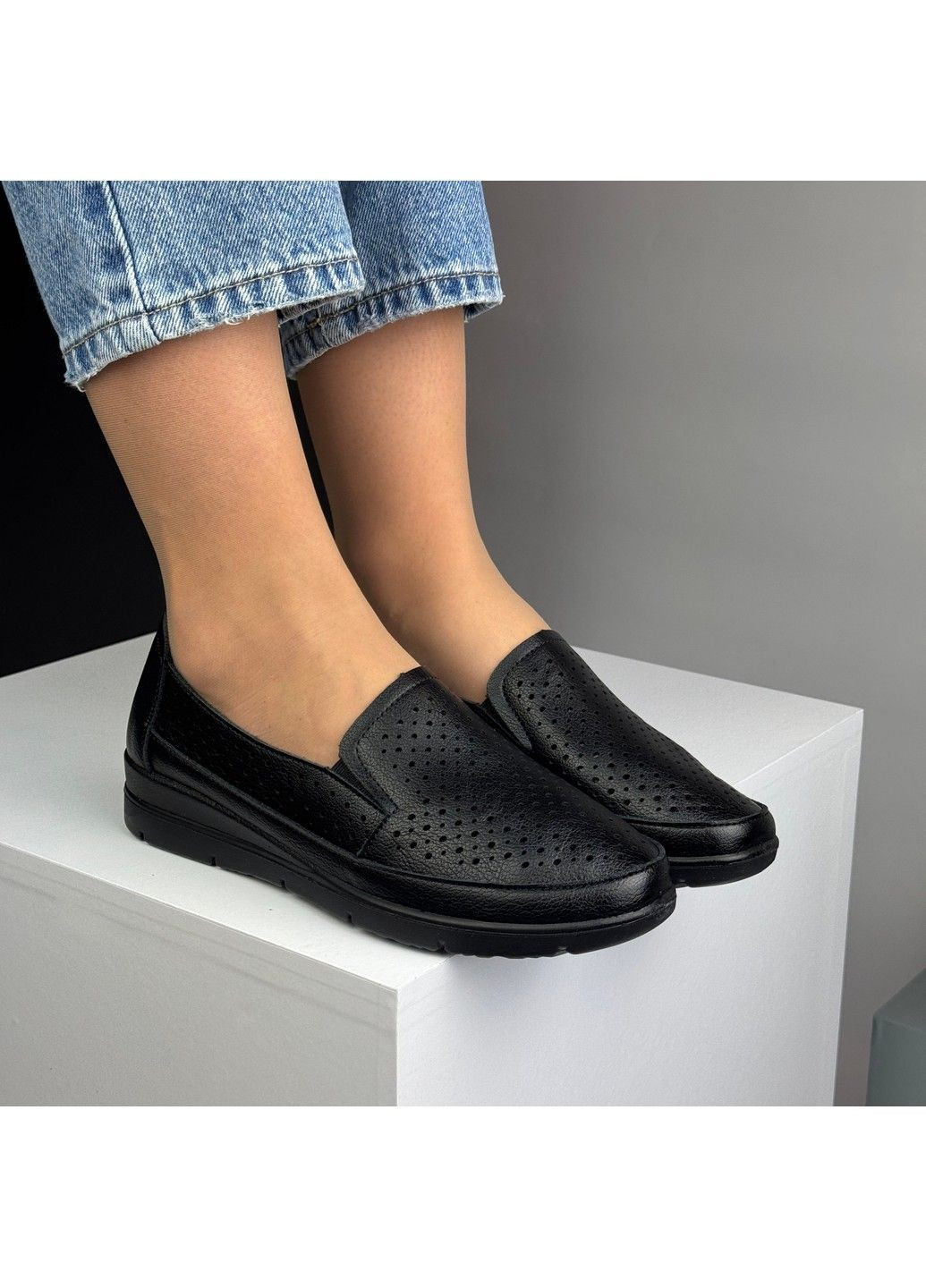 Черные 354 мокасины черные кожаные VIKA