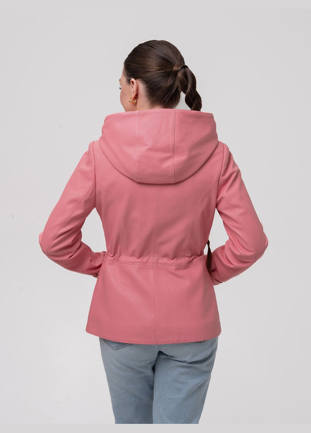 Рожева демісезонна жіноча шкіряна куртка весна Fabio Monti
