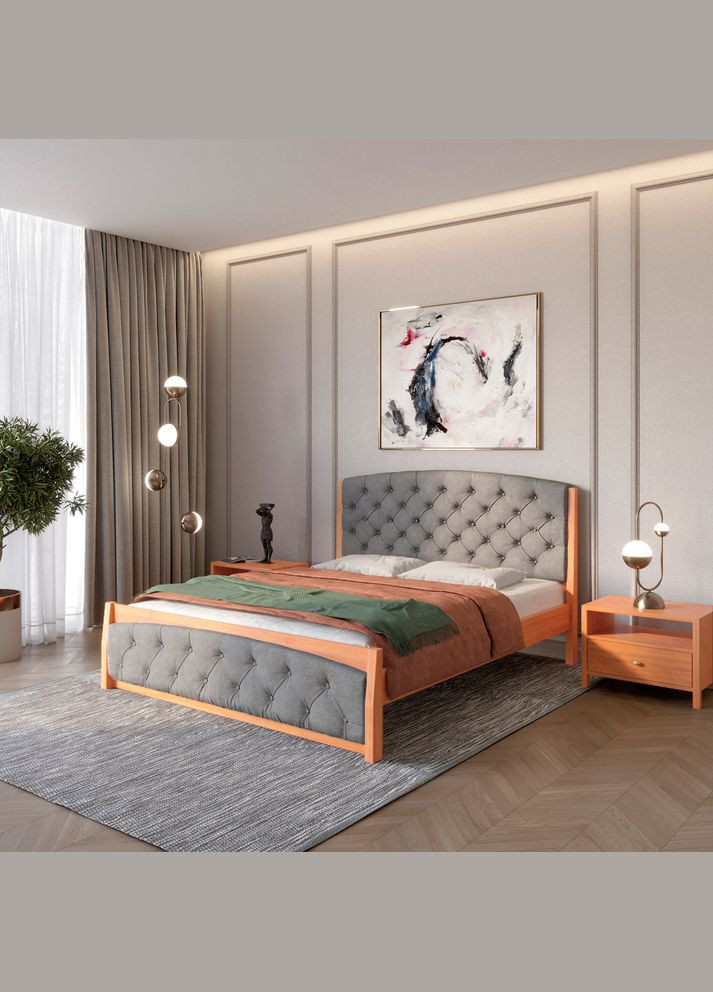 Односпальне дерев'яне ліжко Мехіко /Аляска 93 (Сірий) 90х190 см (MBG-12179) Mebigrand (366087888)