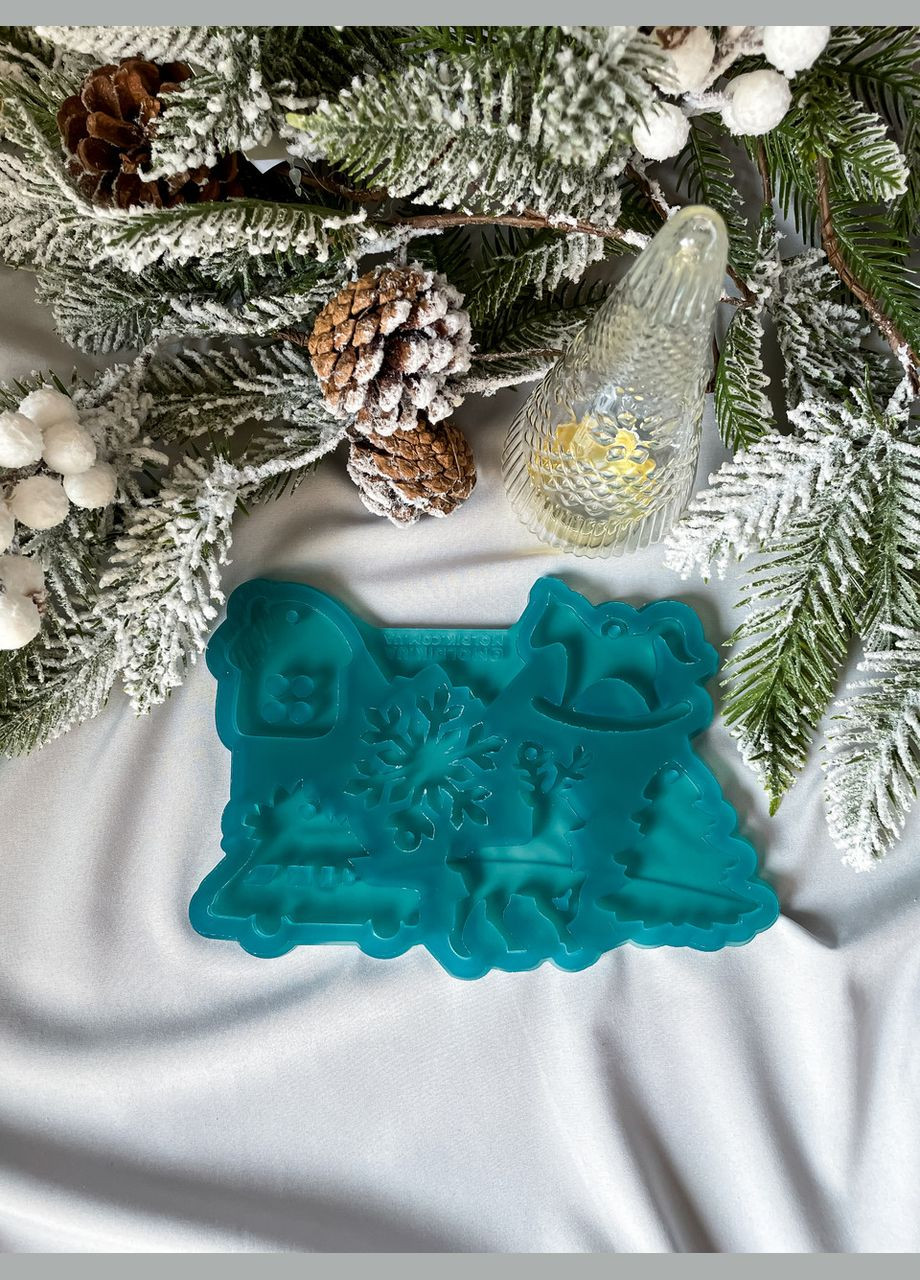 Новорічний набір №2 молд для 6 мініатюрних іграшок з епоксидної смоли на ялинку силіконова форма для смоли No Brand (370566787)