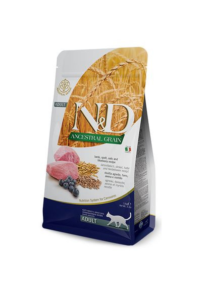 Фармін сухий корм для кішок N&D LOW GRAIN LAMB & BLUEBERRY ADULT з ягнятком і чорницею, 10 кг Farmina (334282233)